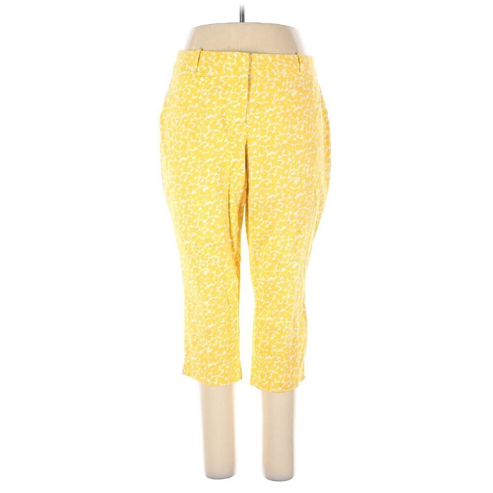 Talbots Curvy Chino‎ Pant Yellow White Geometric 18WP